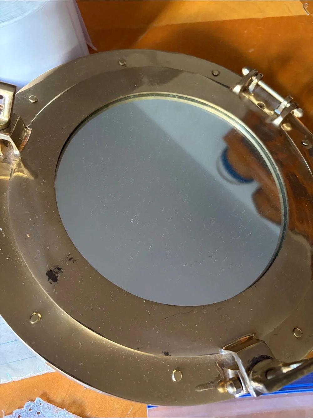 Nautical Porthole Wall Mirror in Gold Finish